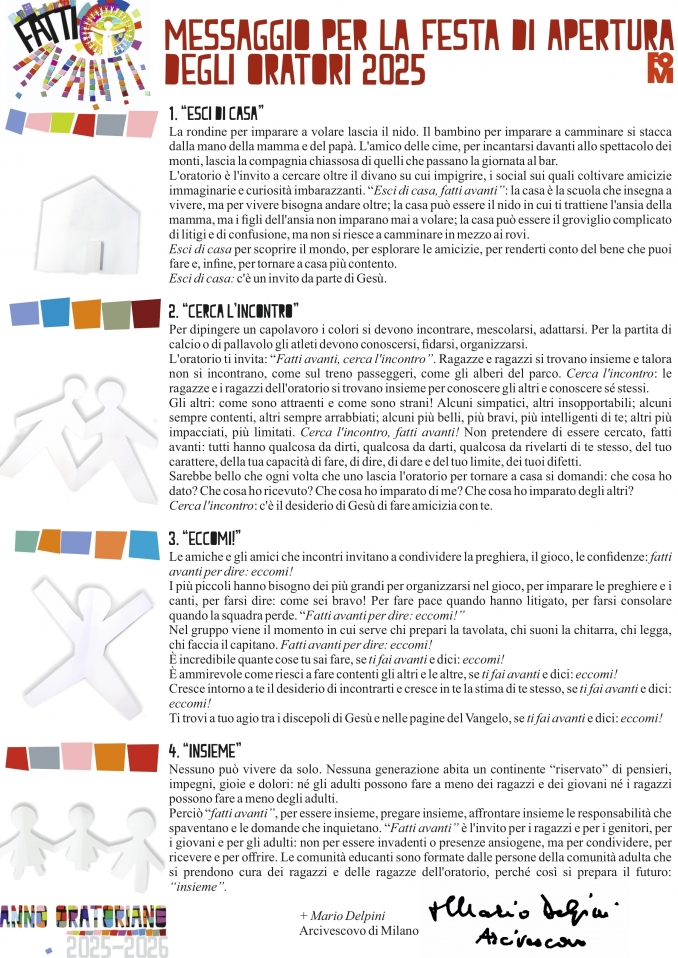 FESTA DELL'ORATORIO 2025 - messaggio Arcivescovo - Oratorio dei Chiostri